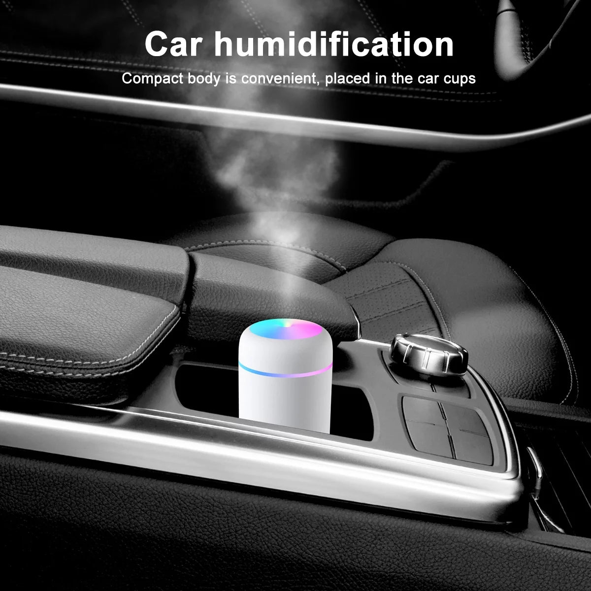 Compact 300ml Colorful USB Cool Mist Humidifier for Car - Perfect Personal Air Moisturizer!