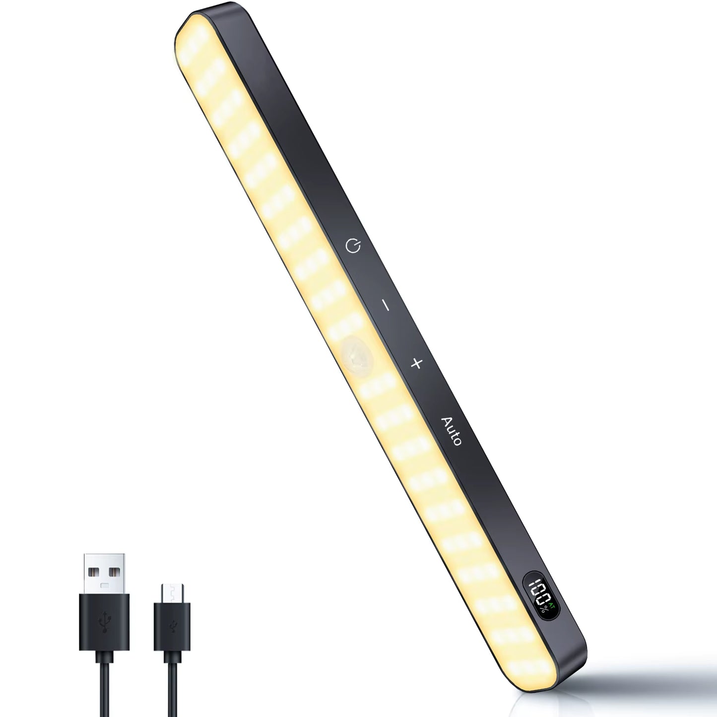 Motion Sensor Cabinet Warm Light Battery Display 60 LED Touch Light Bar Wireless Rechargeable Battery Night Light