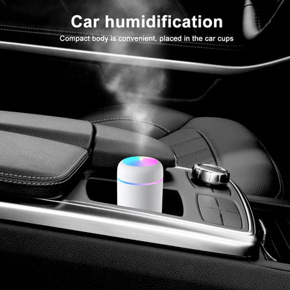 Compact 300ml Colorful USB Cool Mist Humidifier for Car - Perfect Personal Air Moisturizer!