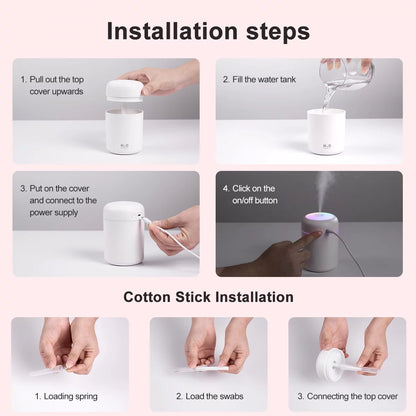 Compact 300ml Colorful USB Cool Mist Humidifier for Car - Perfect Personal Air Moisturizer!